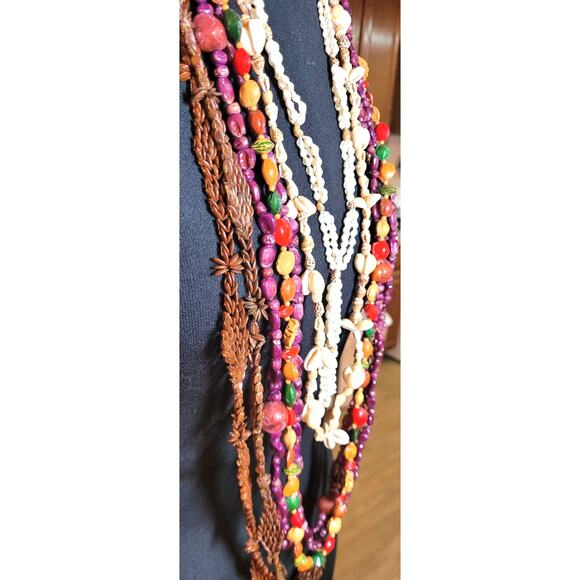 Vintage Hippie Necklace Lot Seeds Fruit Pits Nuts Tribal Shell Long Ethnic Q - Picture 3 of 11